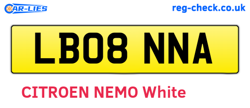LB08NNA are the vehicle registration plates.