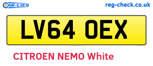 LV64OEX are the vehicle registration plates.