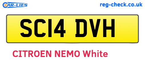 SC14DVH are the vehicle registration plates.