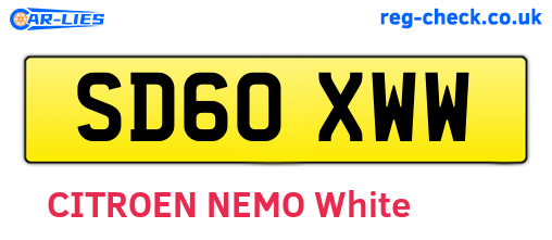 SD60XWW are the vehicle registration plates.