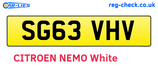 SG63VHV are the vehicle registration plates.