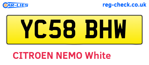 YC58BHW are the vehicle registration plates.