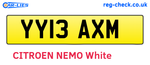 YY13AXM are the vehicle registration plates.