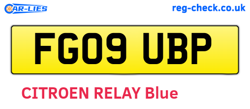 FG09UBP are the vehicle registration plates.