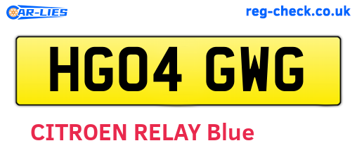 HG04GWG are the vehicle registration plates.
