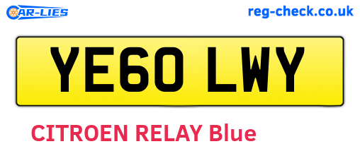 YE60LWY are the vehicle registration plates.