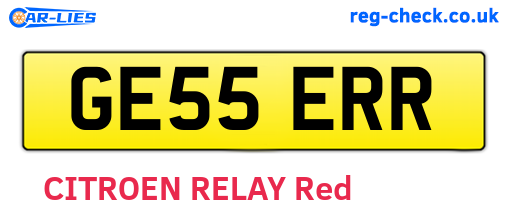 GE55ERR are the vehicle registration plates.