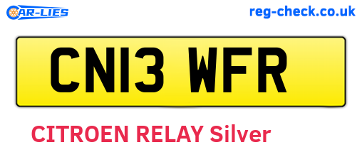 CN13WFR are the vehicle registration plates.