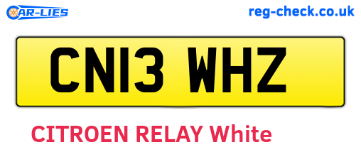 CN13WHZ are the vehicle registration plates.