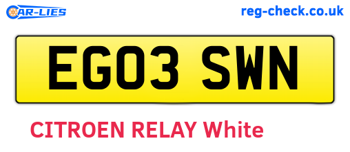EG03SWN are the vehicle registration plates.