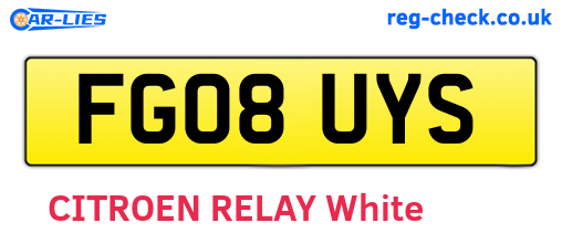 FG08UYS are the vehicle registration plates.
