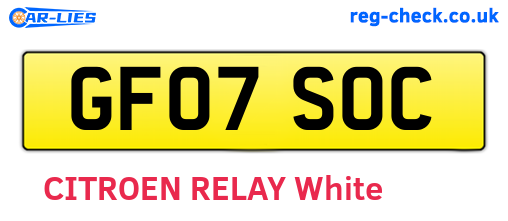 GF07SOC are the vehicle registration plates.