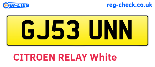 GJ53UNN are the vehicle registration plates.