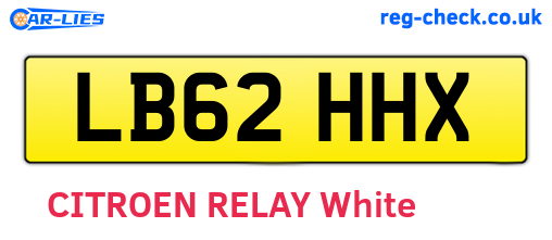 LB62HHX are the vehicle registration plates.
