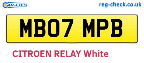 MB07MPB are the vehicle registration plates.