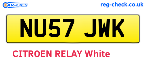 NU57JWK are the vehicle registration plates.