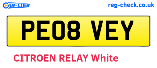 PE08VEY are the vehicle registration plates.