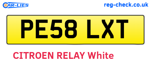 PE58LXT are the vehicle registration plates.
