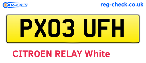 PX03UFH are the vehicle registration plates.