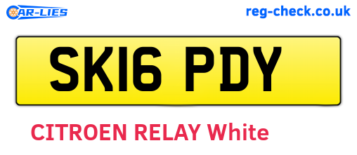 SK16PDY are the vehicle registration plates.