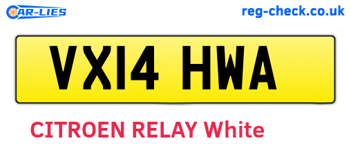 VX14HWA are the vehicle registration plates.