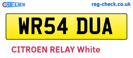WR54DUA are the vehicle registration plates.