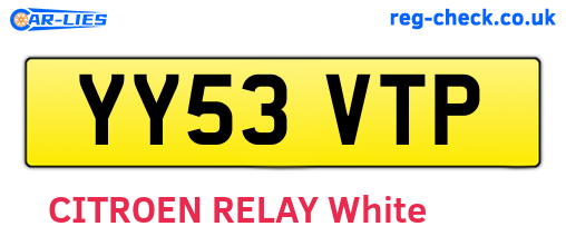 YY53VTP are the vehicle registration plates.