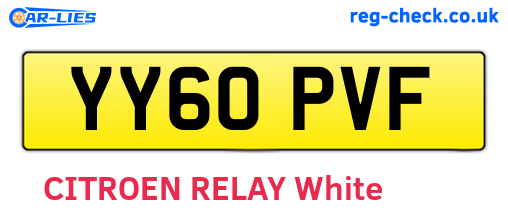 YY60PVF are the vehicle registration plates.