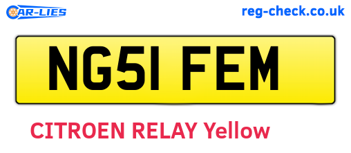 NG51FEM are the vehicle registration plates.