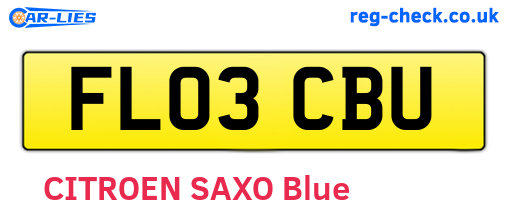 FL03CBU are the vehicle registration plates.