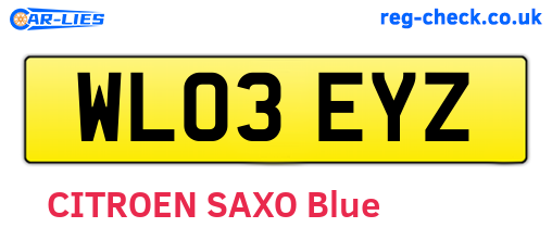 WL03EYZ are the vehicle registration plates.