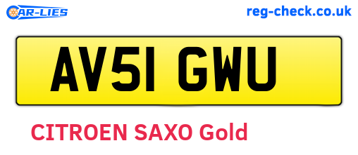 AV51GWU are the vehicle registration plates.