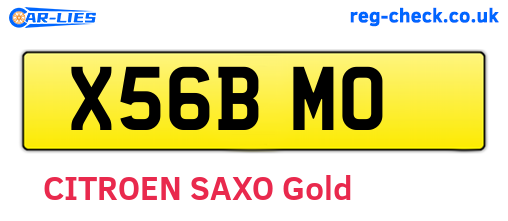 X56BMO are the vehicle registration plates.