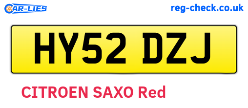 HY52DZJ are the vehicle registration plates.