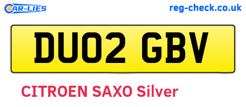 DU02GBV are the vehicle registration plates.