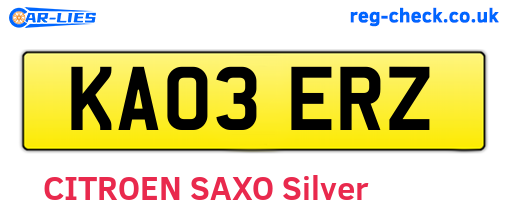 KA03ERZ are the vehicle registration plates.