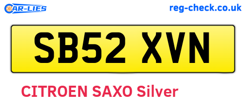 SB52XVN are the vehicle registration plates.