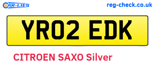 YR02EDK are the vehicle registration plates.