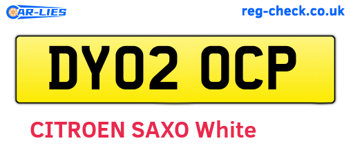 DY02OCP are the vehicle registration plates.