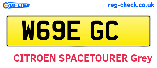 W69EGC are the vehicle registration plates.