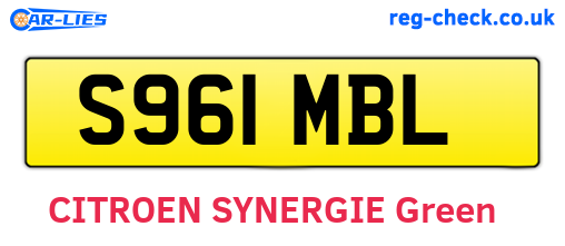 S961MBL are the vehicle registration plates.