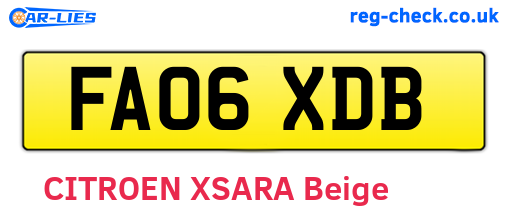 FA06XDB are the vehicle registration plates.