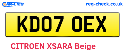 KD07OEX are the vehicle registration plates.