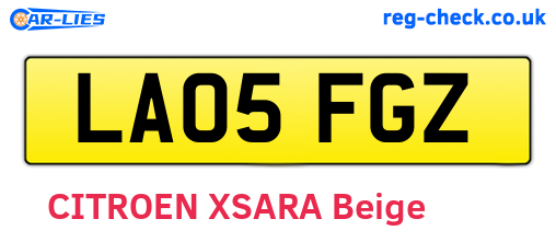 LA05FGZ are the vehicle registration plates.