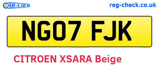 NG07FJK are the vehicle registration plates.