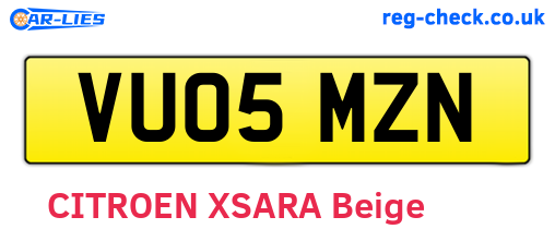 VU05MZN are the vehicle registration plates.