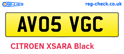 AV05VGC are the vehicle registration plates.