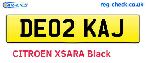 DE02KAJ are the vehicle registration plates.
