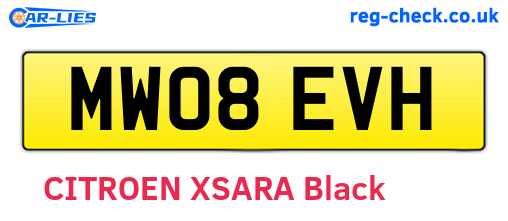 MW08EVH are the vehicle registration plates.