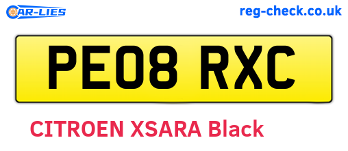 PE08RXC are the vehicle registration plates.